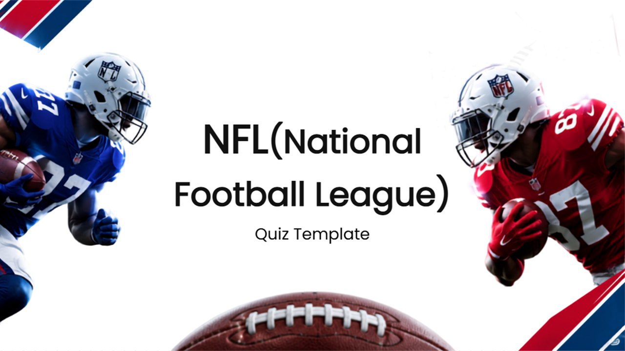 NFL quiz featuring two football players, a football, and a red, white, and blue sports design.