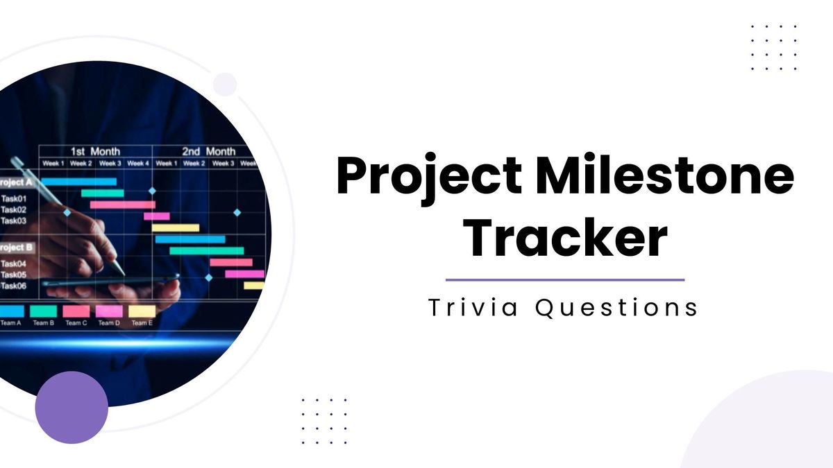 Project Milestone Tracker with a Gantt chart, task bars, milestone markers, and purple accents.