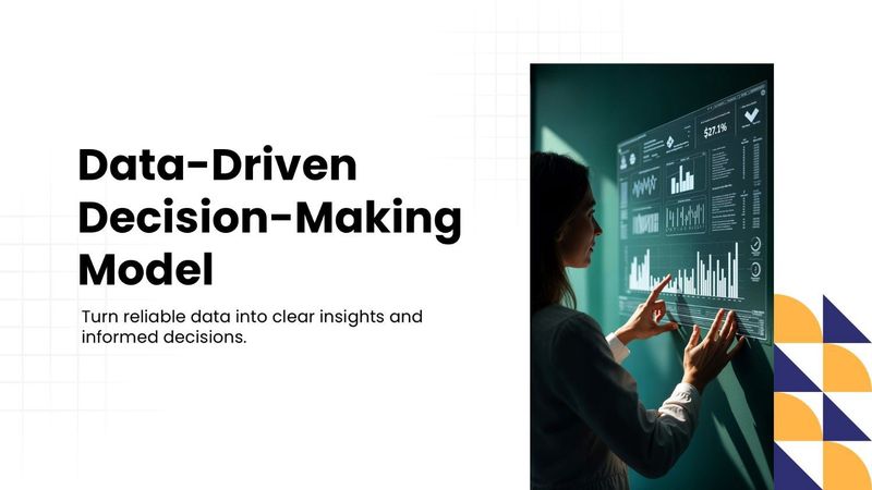 Data-Driven Decision-Making Model with data charts, a data dashboard, and analytics visuals.