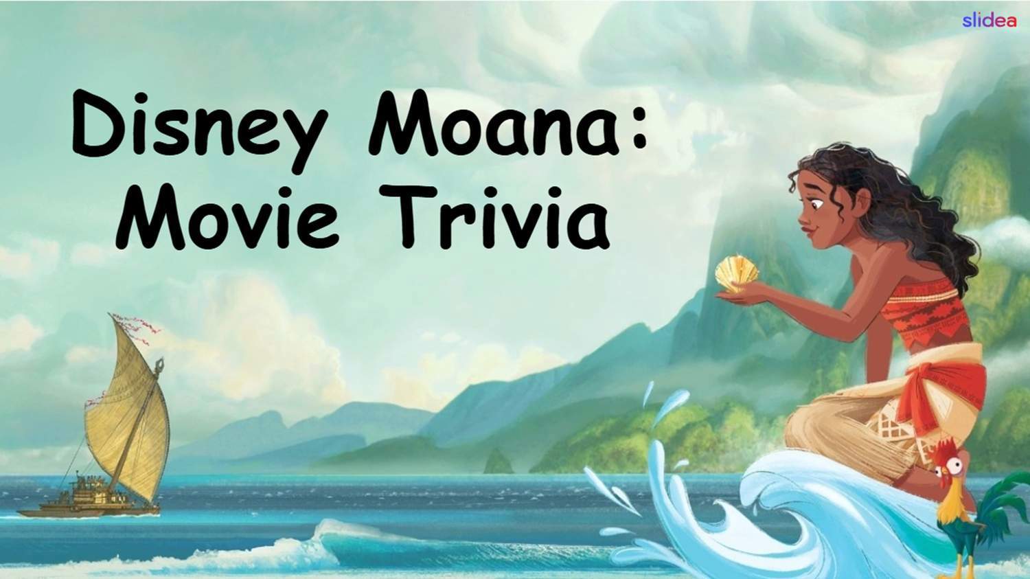 Disney Moana: Movie Trivia cover with Moana, canoe, ocean, tropical colors, and bold title.