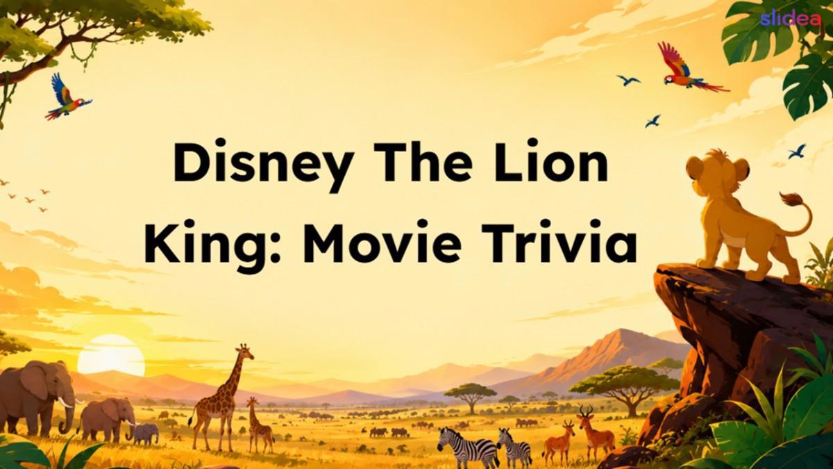 Disney The Lion King Movie Trivia with lion cub and golden African savanna