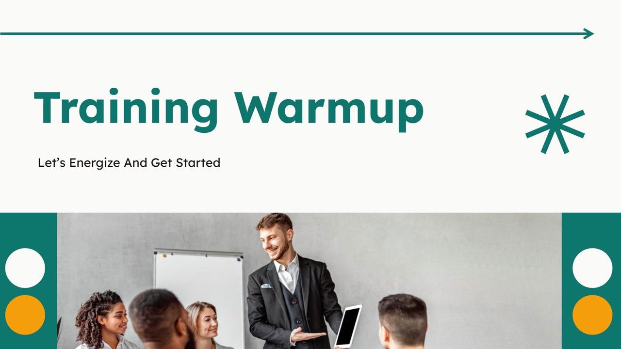 Training Warmup cover with trainer photo, teal accents, and clean modern layout.