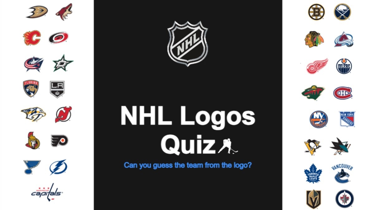 Identify NHL team logos easily with this clean quiz layout featuring icons, bold titles, and simp...