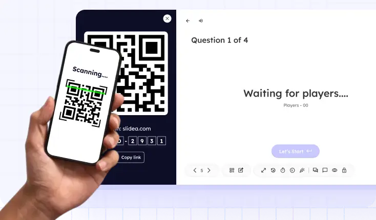Student scanning QR code to access assessment