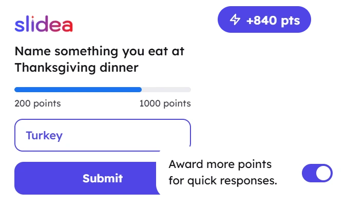 Points for speed