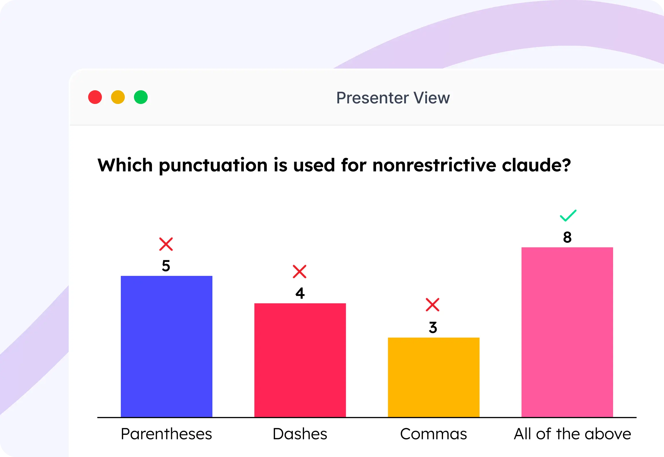 Multiple Choice poll presenter view