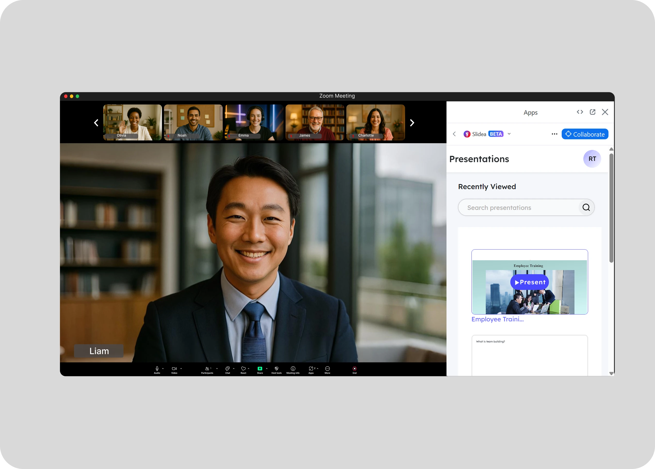 Presentation selection interface