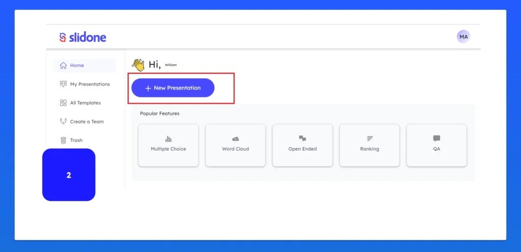 Steps to create free interactive presentation with Slidone