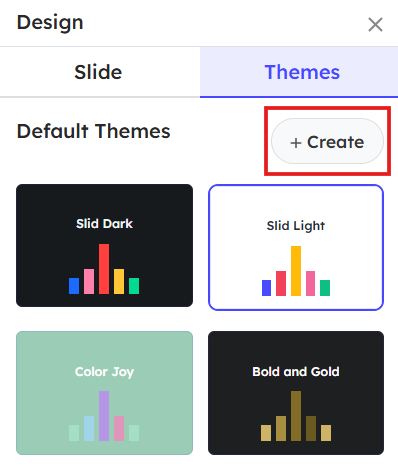 Creating a new theme for your presentation in Slidea
