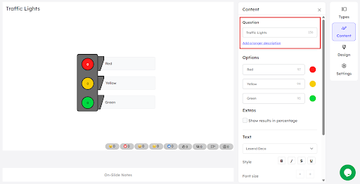 Adding a question in the placeholder in the editor page of Slidea

