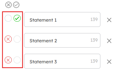 Setting wrong and correct statements in the truth or lie question