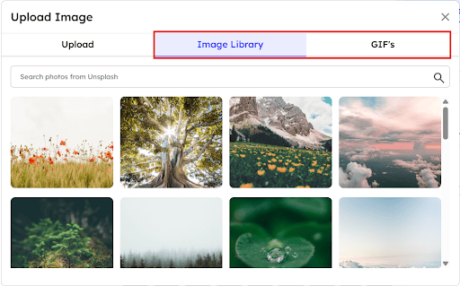 choosing an image from the image library of Slidea
