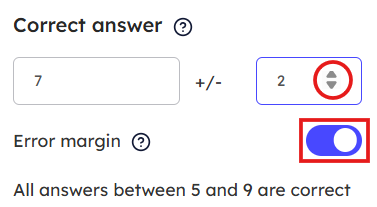 Setting an error margin for the correct answers 