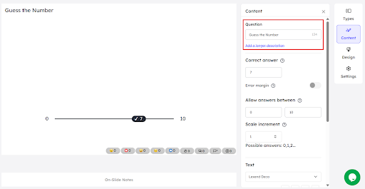 Adding a question in the placeholder in the editor page of Slidea