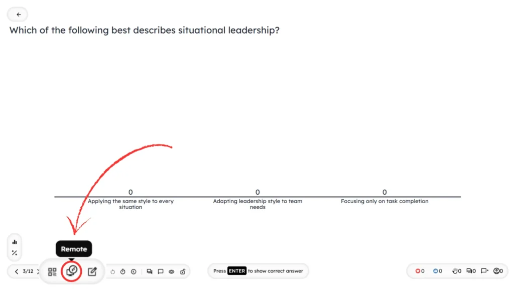 Access remote control in presenter screen
