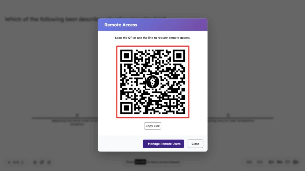 Access remote control using QR code