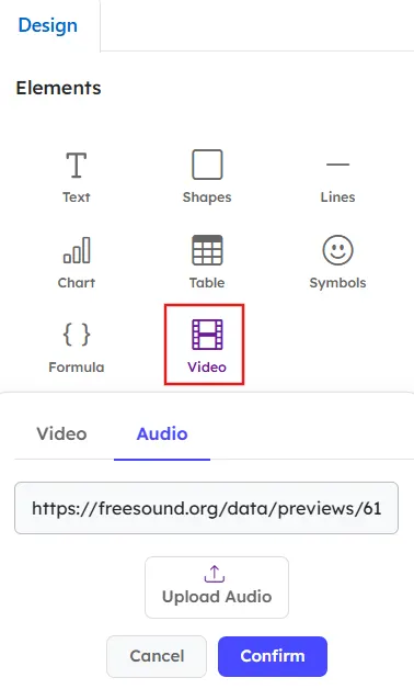 Adding audio in multimedia