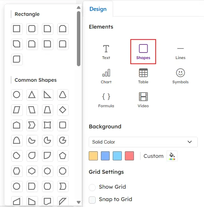Adding shapes in multimedia