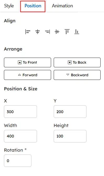 Changing the position of the element
