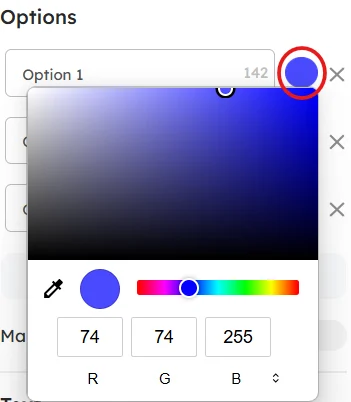Choosing a options colors in the ranking question