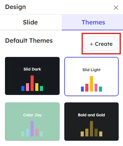 Creating a new theme in ranking slide for your presentation in Slidea