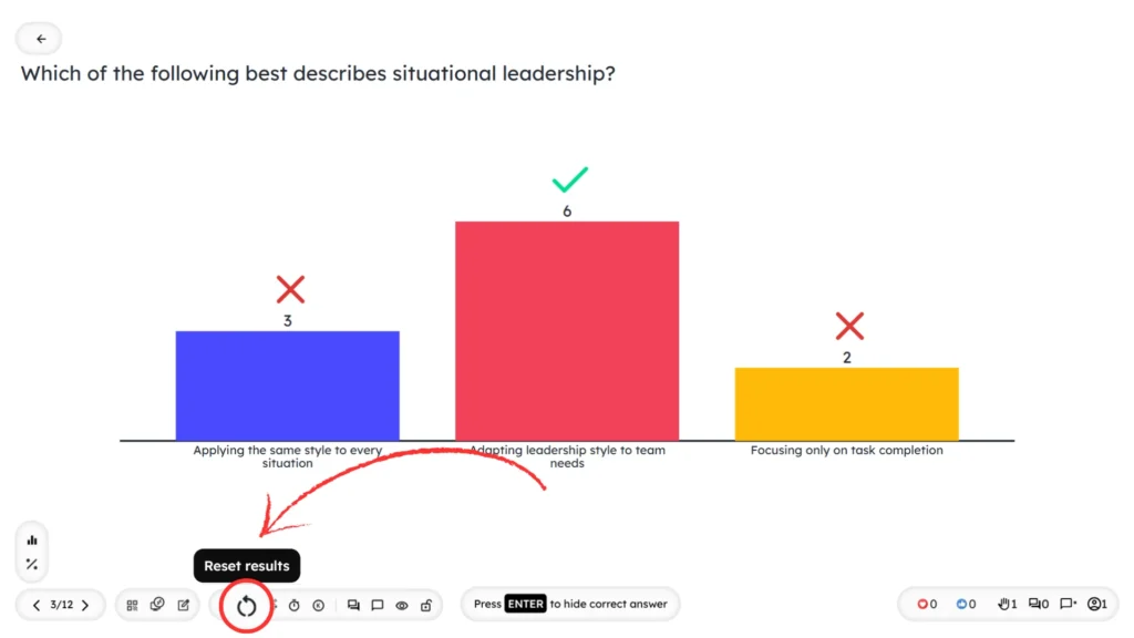 Reset Results During a Live Session