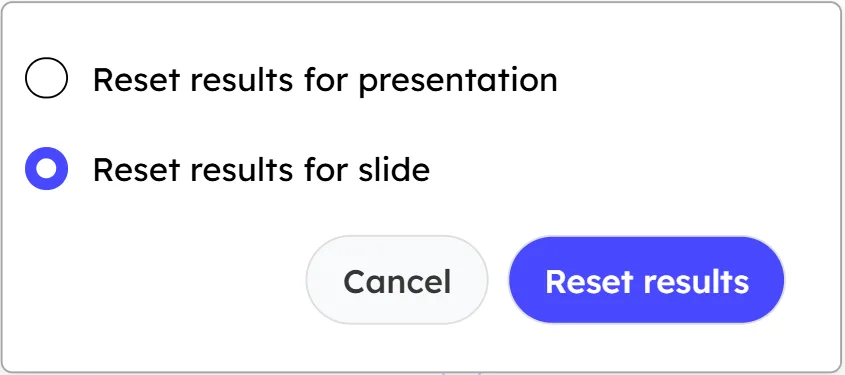Reset result for slide