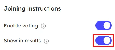 Show in results will show the responses in the results page of scales slide