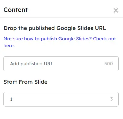 adding Google Slides embed link