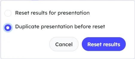 duplicate presentation before reset