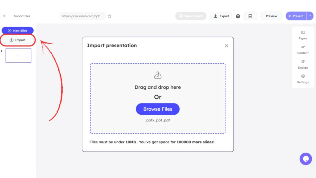 import files in slidea
