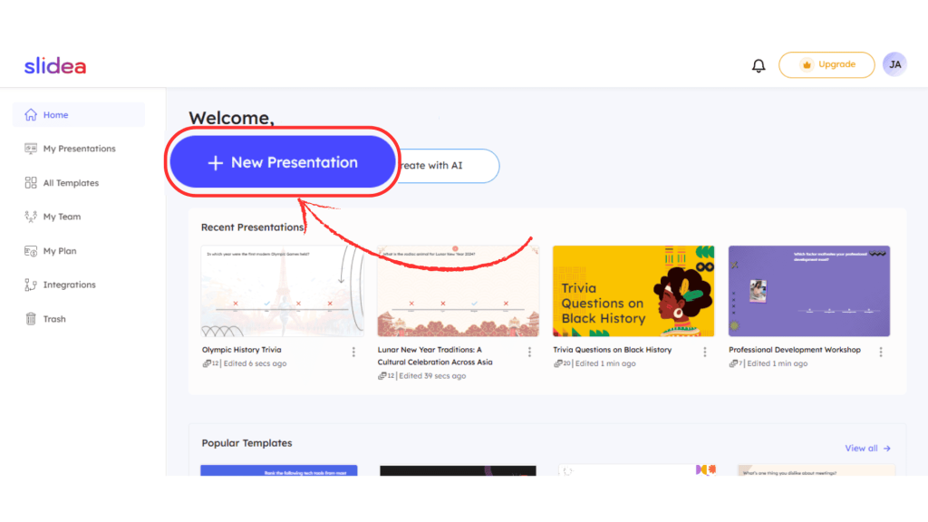 Creating a New Presentation