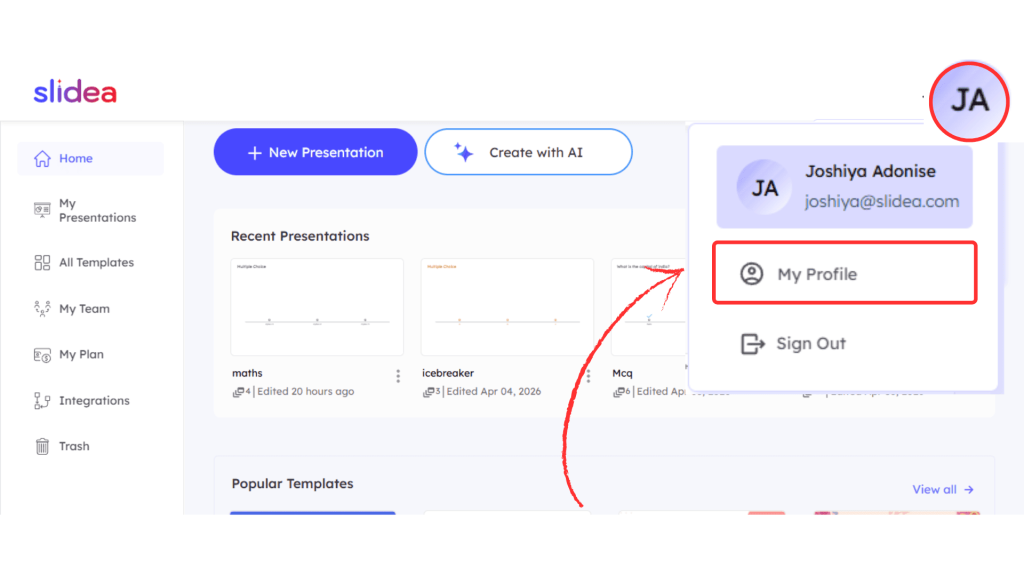 Open Your Profile Settings