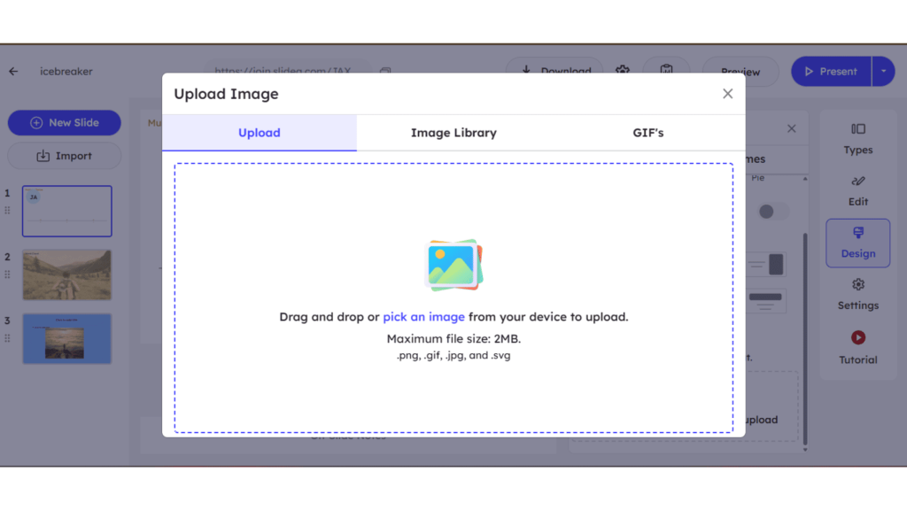 Upload Image dialog box