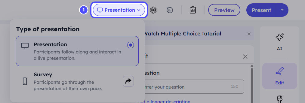 Type of presentation